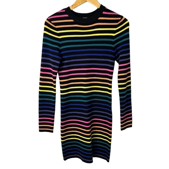 Lovers and Friends Unity Sweater Dress Rainbow Stripe Size Large Long Sleeve - Picture 3 of 9